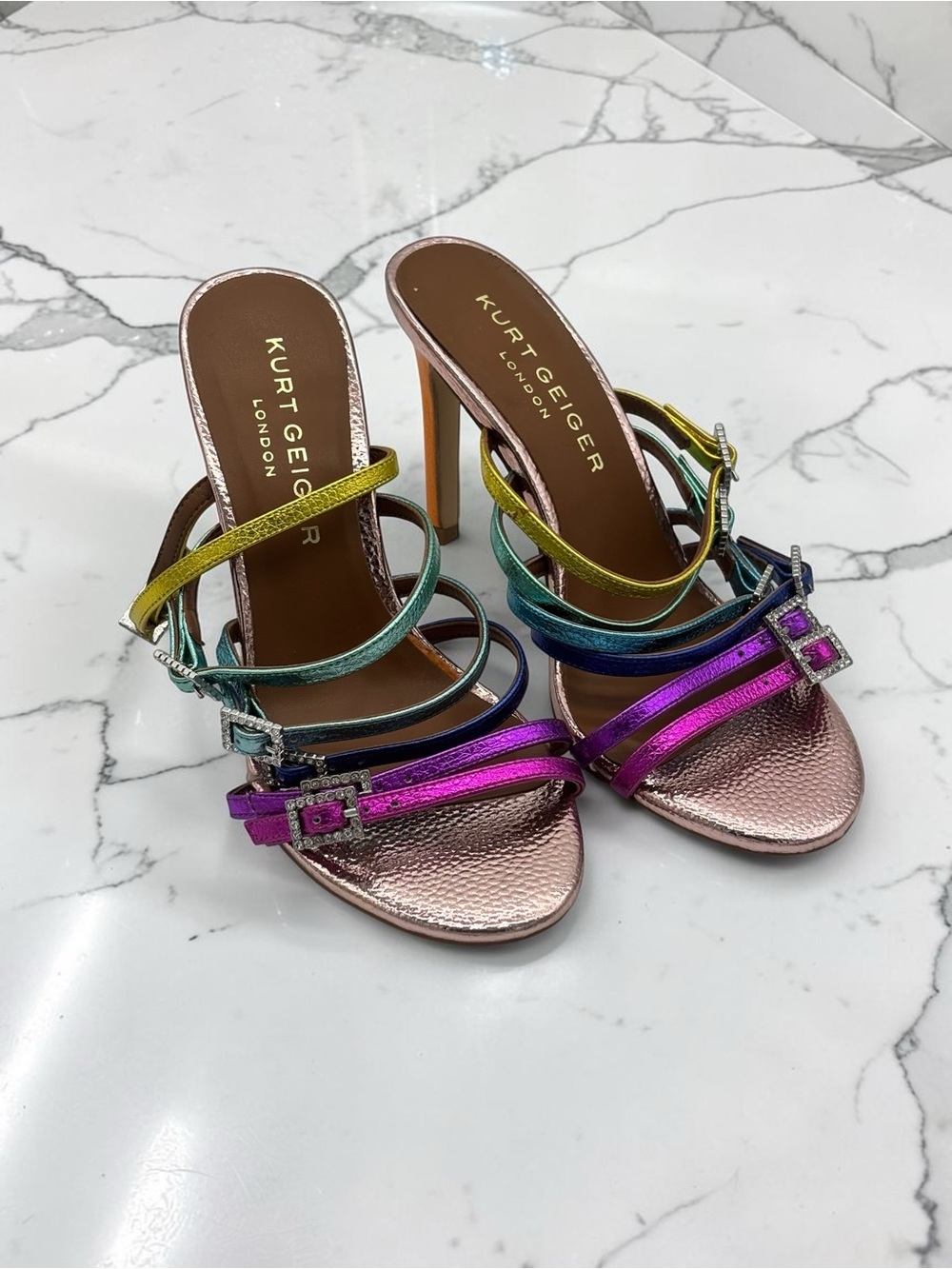 Kurt Geiger Metallic Rainbow Strappy High Heel Sandals - Multicolor